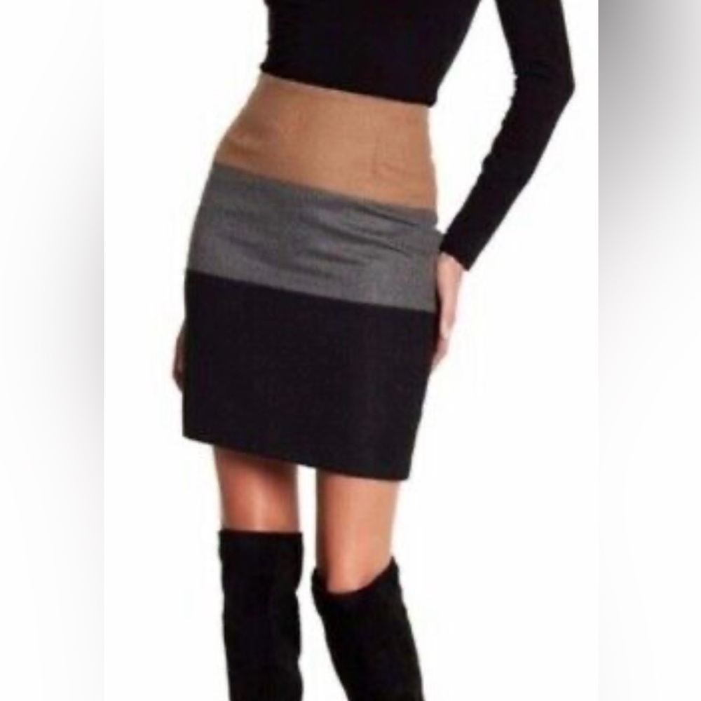 Amanda + Chelsea Wool Blend Color Block Skirt